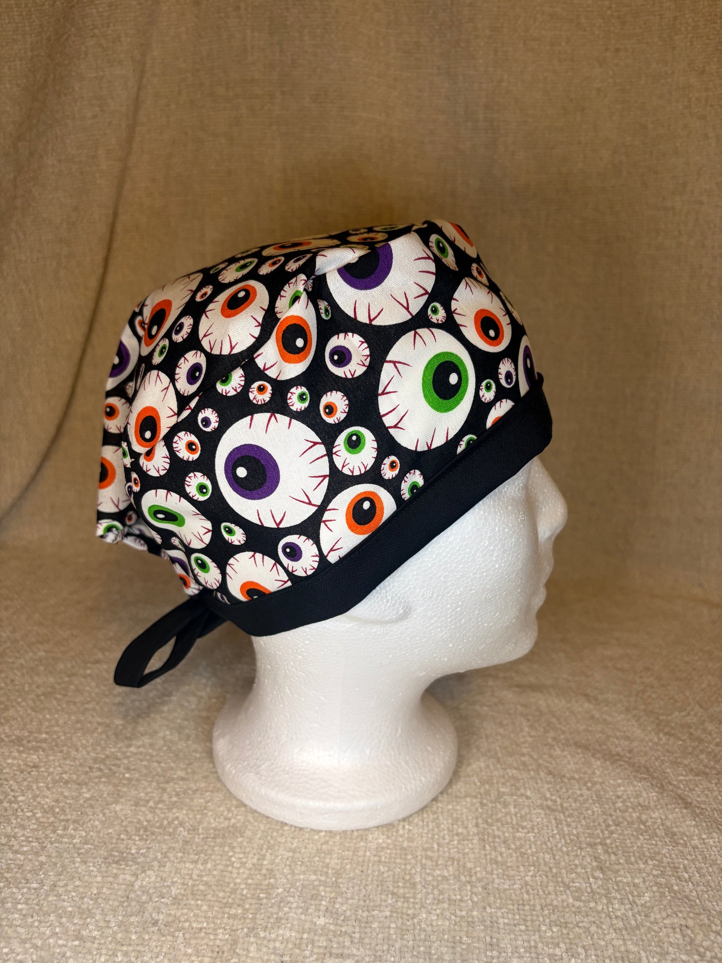 Spooky Eyes Scrub Cap – Tie-Back Style | Capsential