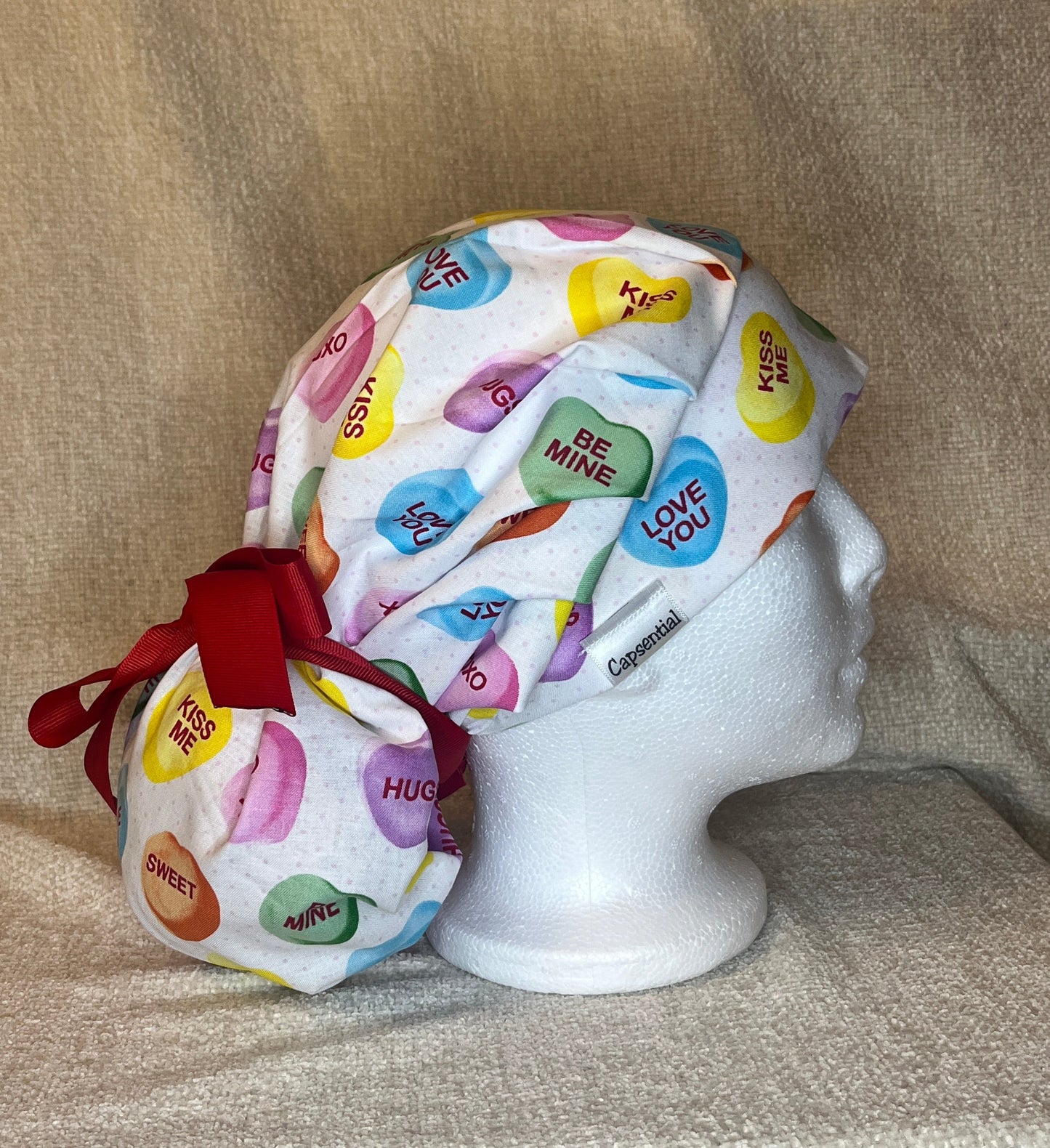 Bouffant/Ponytail: Conversation Hearts