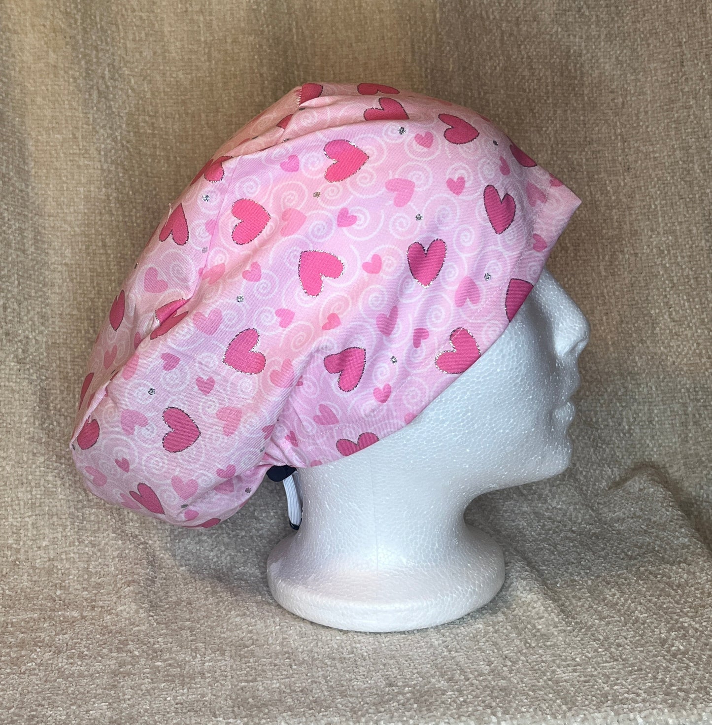 Pink Hearts (Sparkle) Euro Scrub Cap