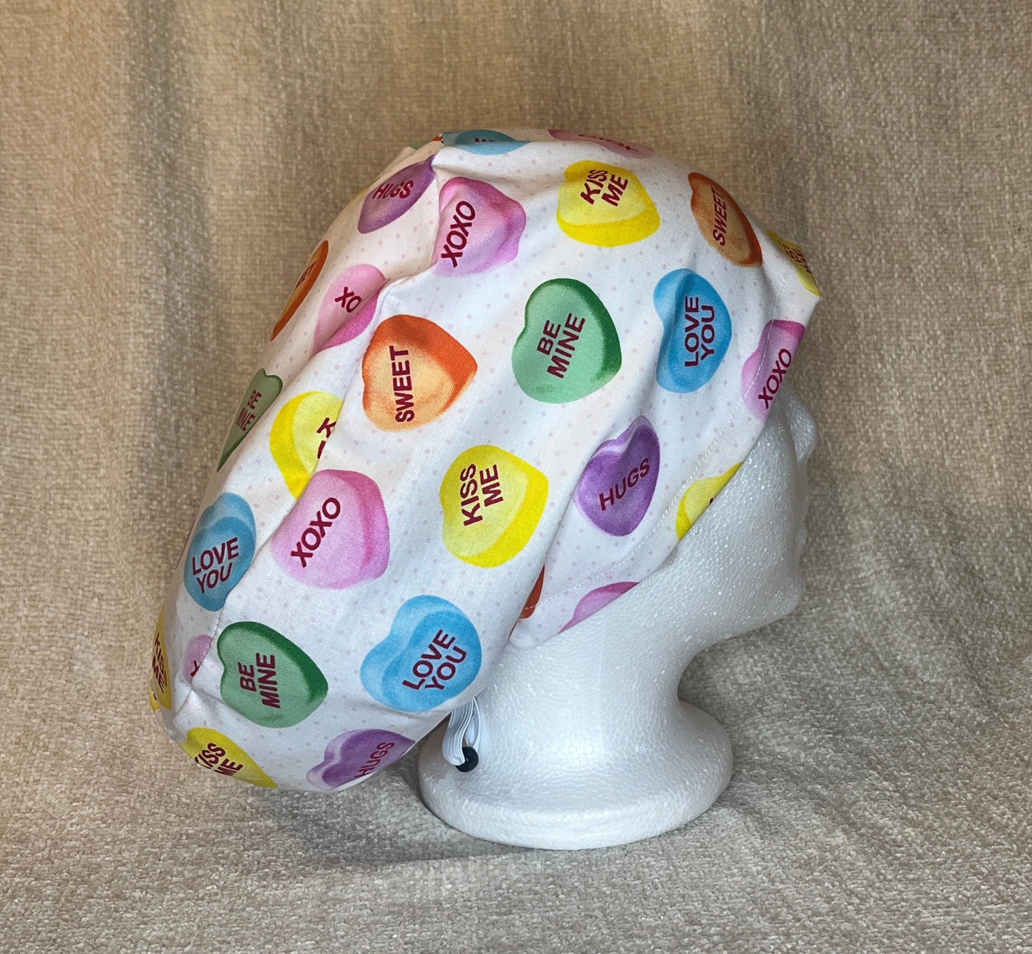 Conversation Hearts Euro Scrub Cap