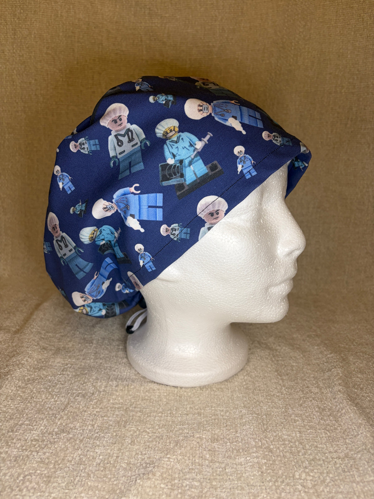 Lego Surgeon Scrub Cap | Navy Building Block Minifigure Print | Euro Scrub Hat