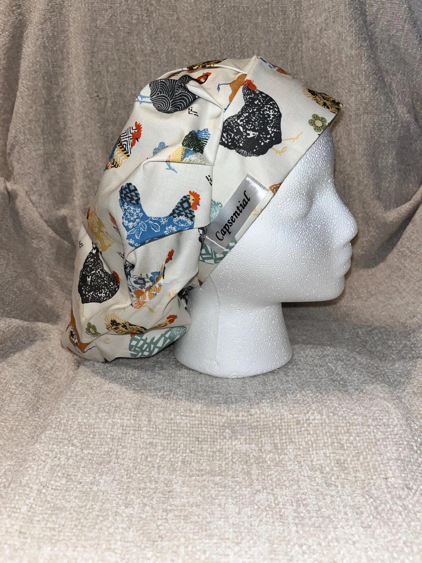 Floral Chicken Bouffant Scrub Cap