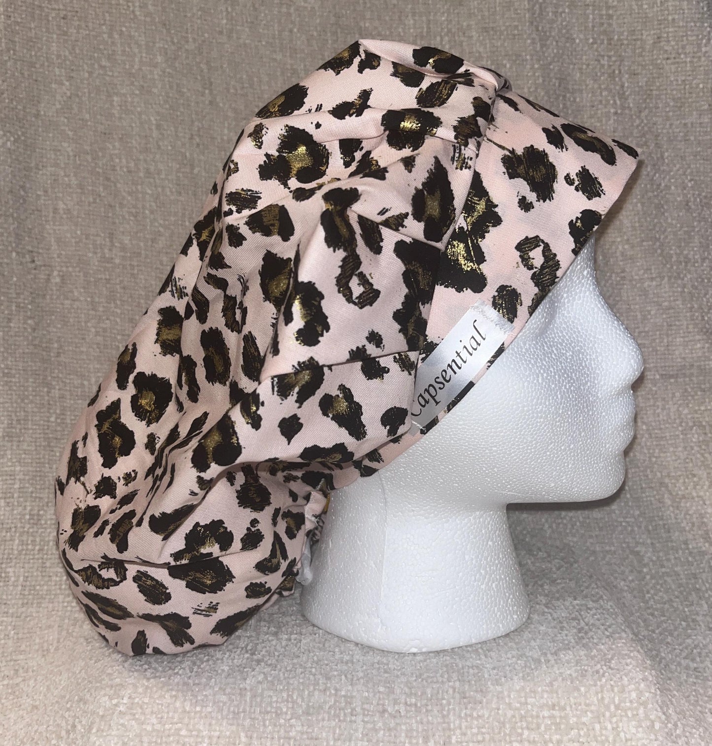Bouffant/Ponytail: Pink & Gold Leopard Print