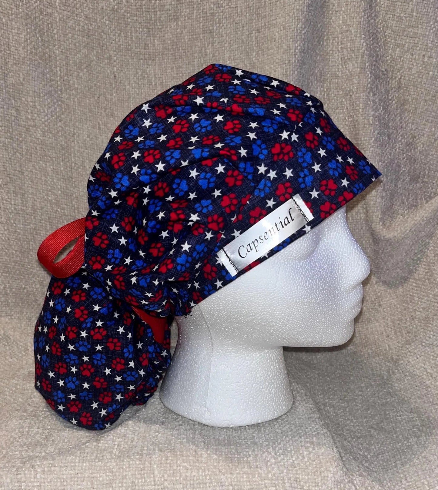 Bouffant/Ponytail: 4th of July Paws