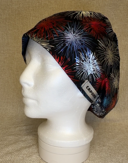 Metallic Fireworks Euro Scrub Cap