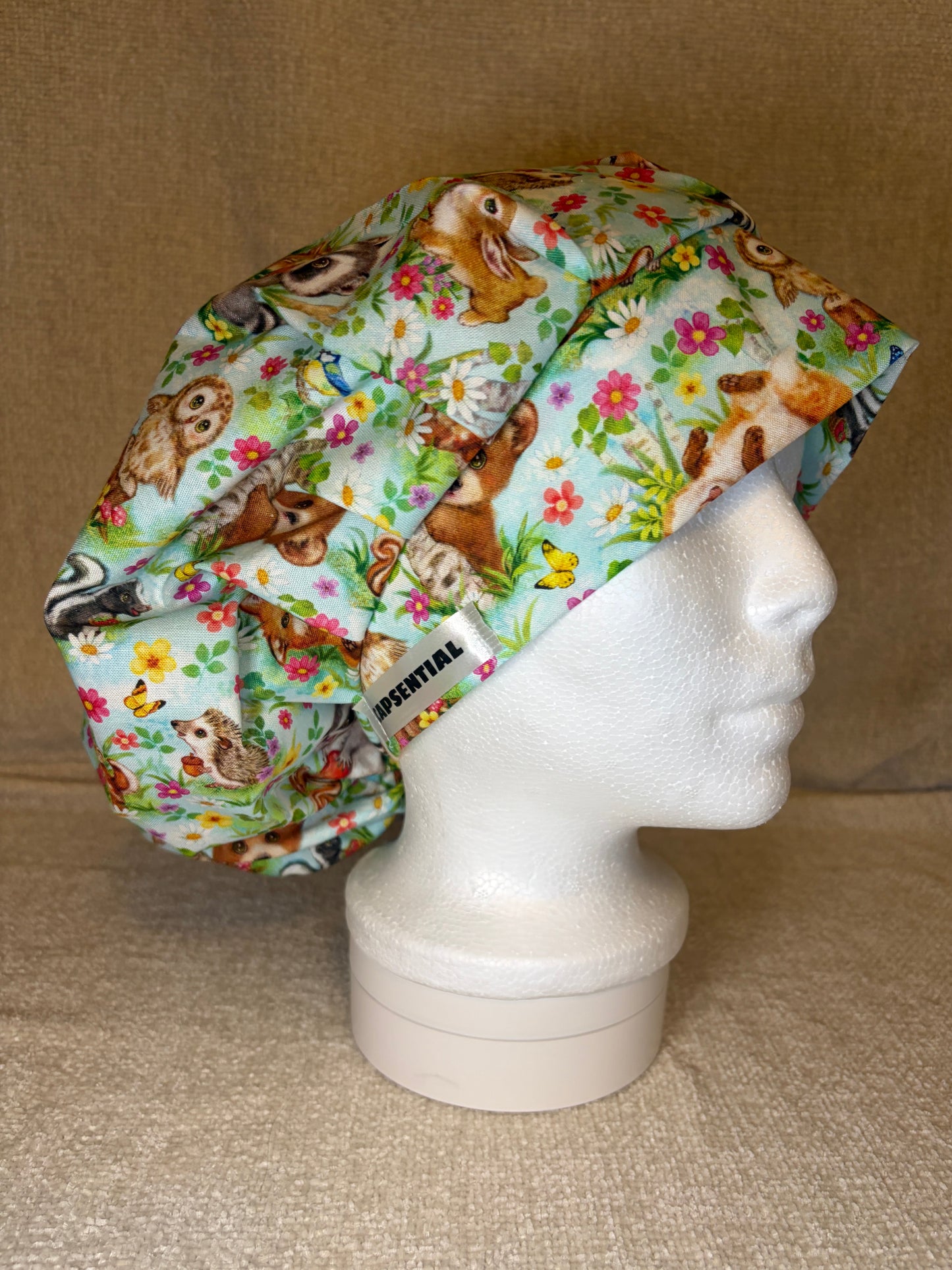Woodland Creatures Bouffant Scrub Cap