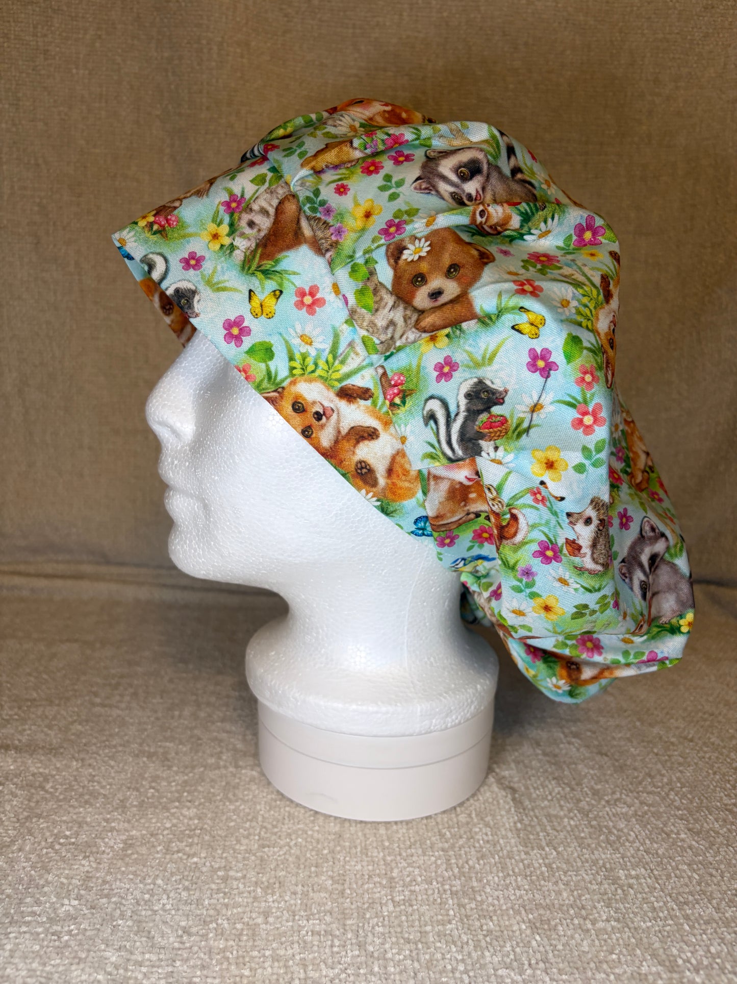 Woodland Creatures Bouffant Scrub Cap