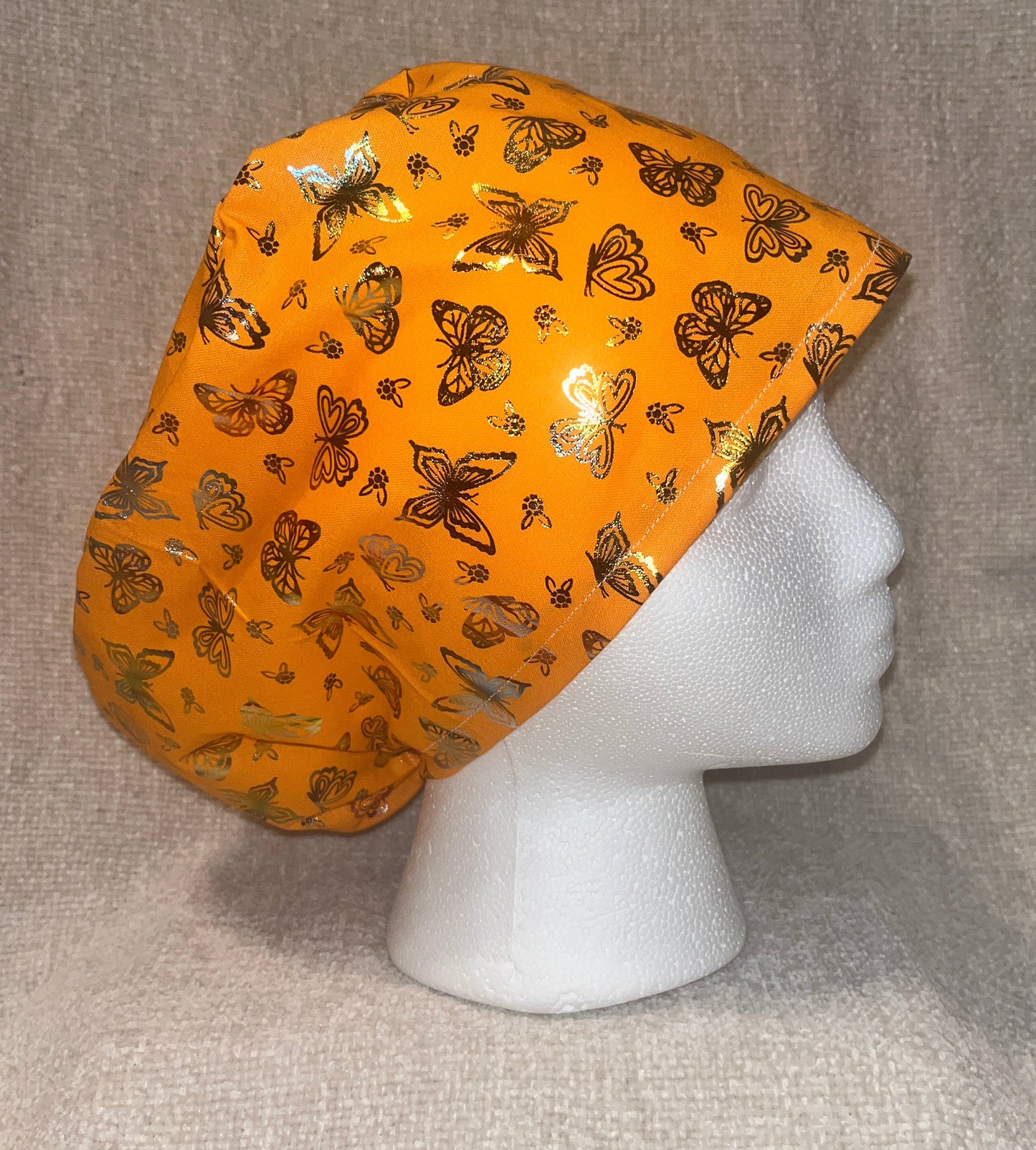 Orange Butterflies Euro Scrub Cap
