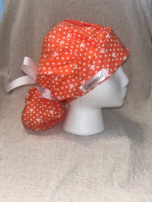 Bouffant/Ponytail: Little Ghosts on Orange