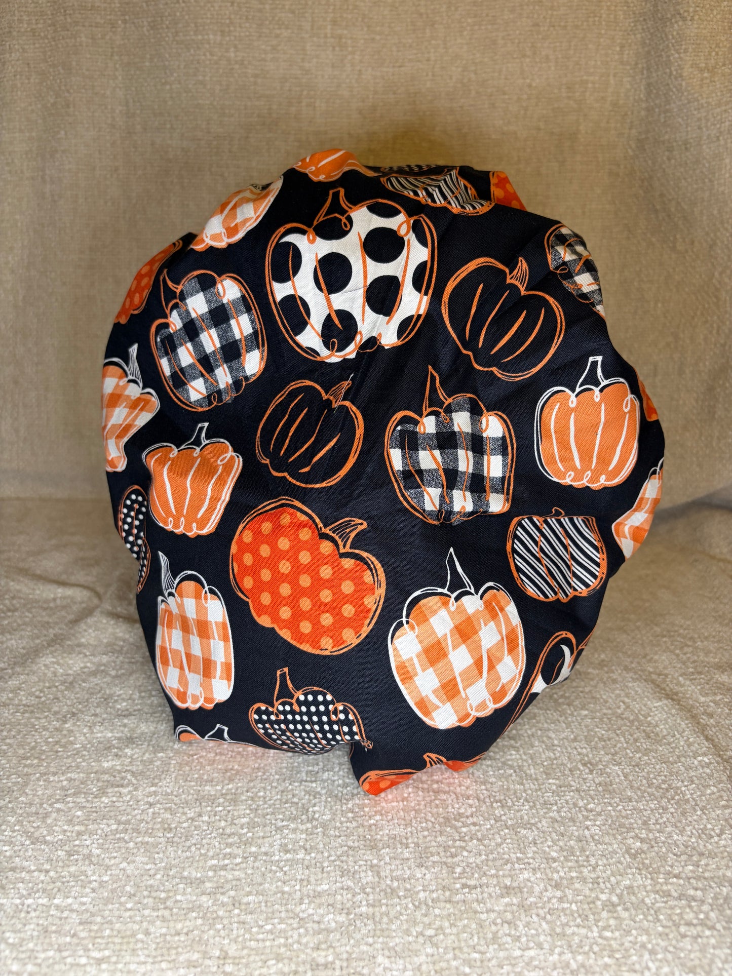 Patchwork Pumpkin Patch Bouffant Scrub Cap | Fall Halloween Print