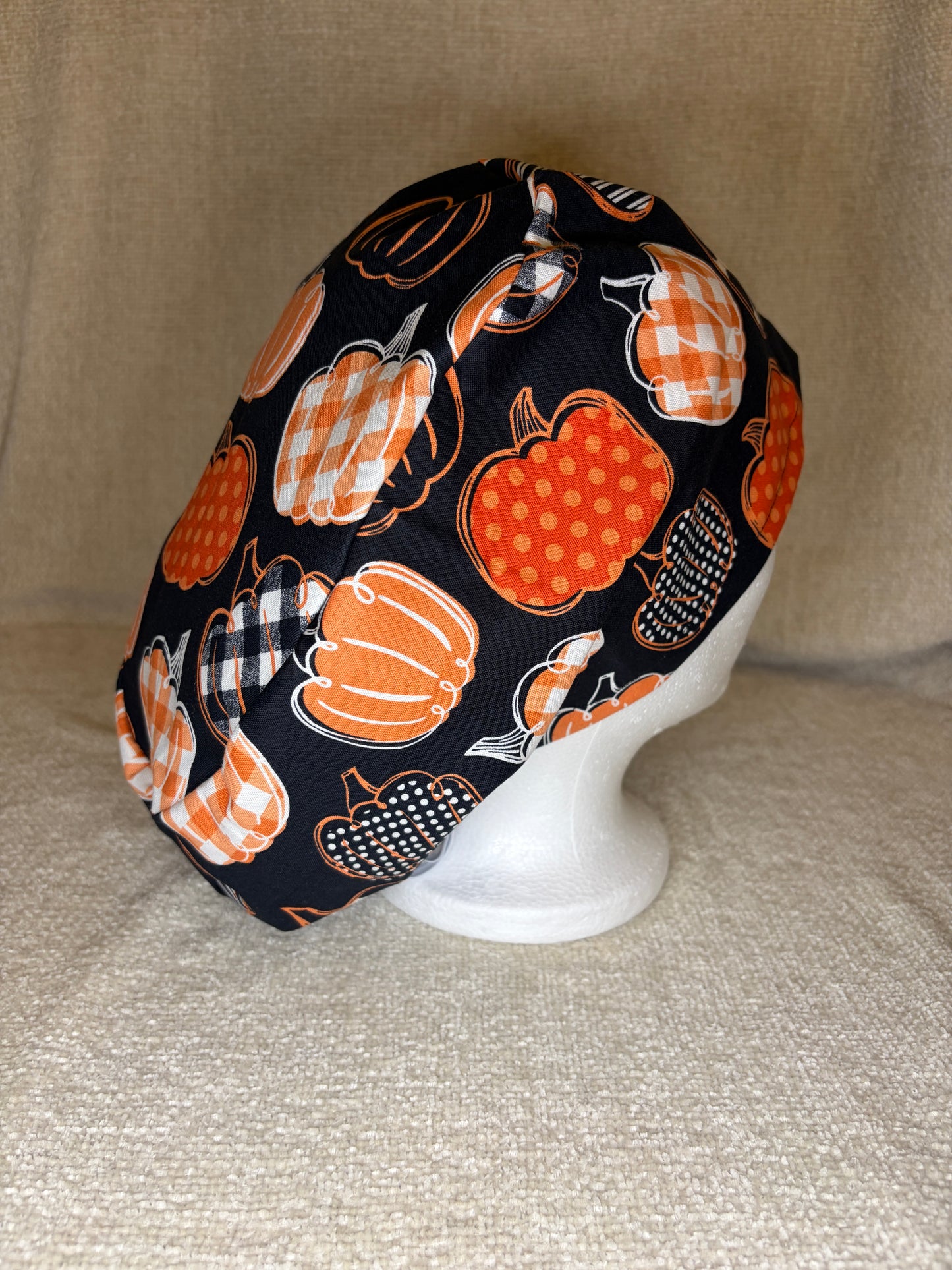 Patchwork Pumpkin Patch Euro Scrub Cap | Fall Halloween Print