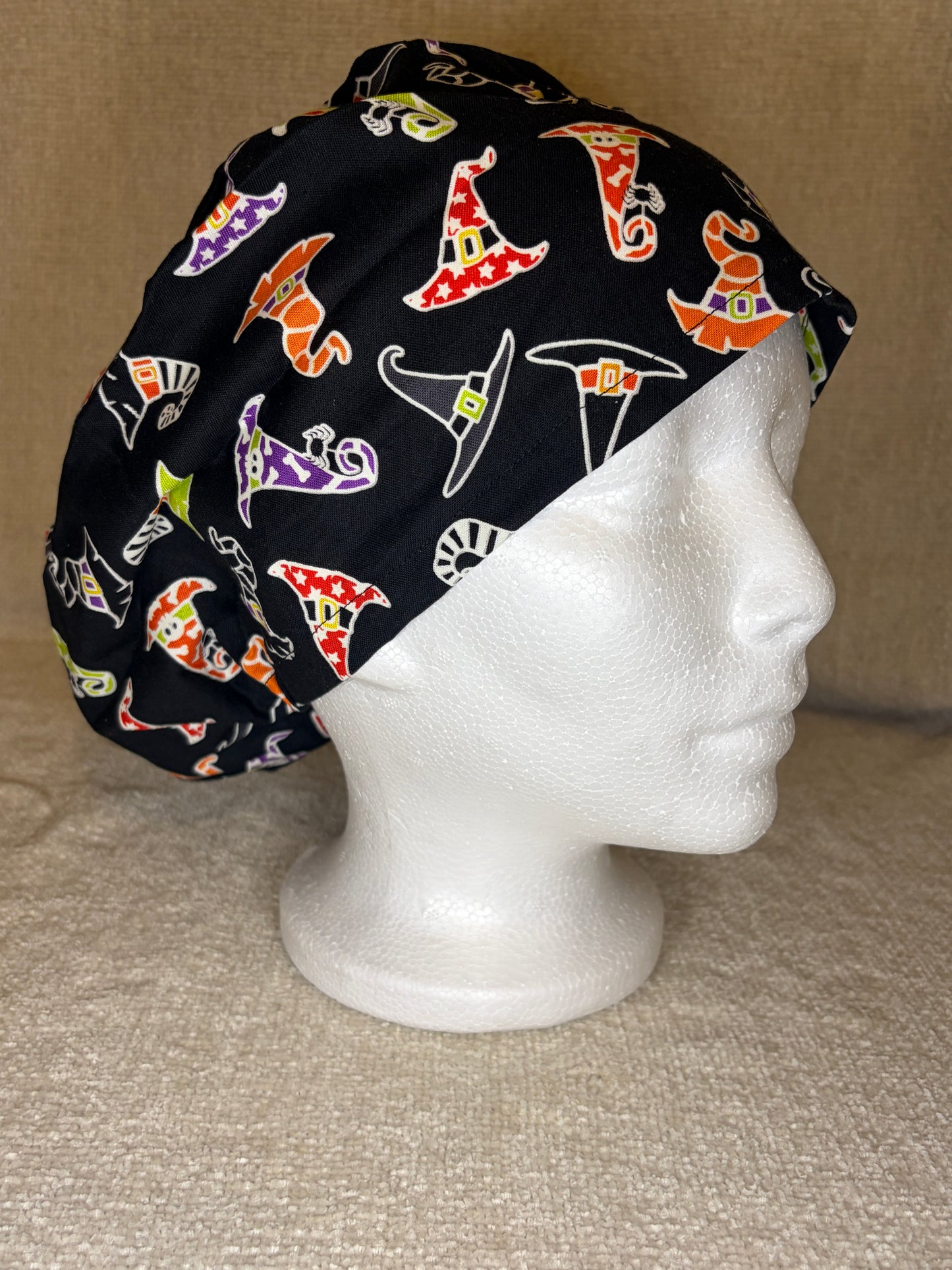 Witch Way Euro Scrub Cap | Colorful Witch Hat Halloween Print