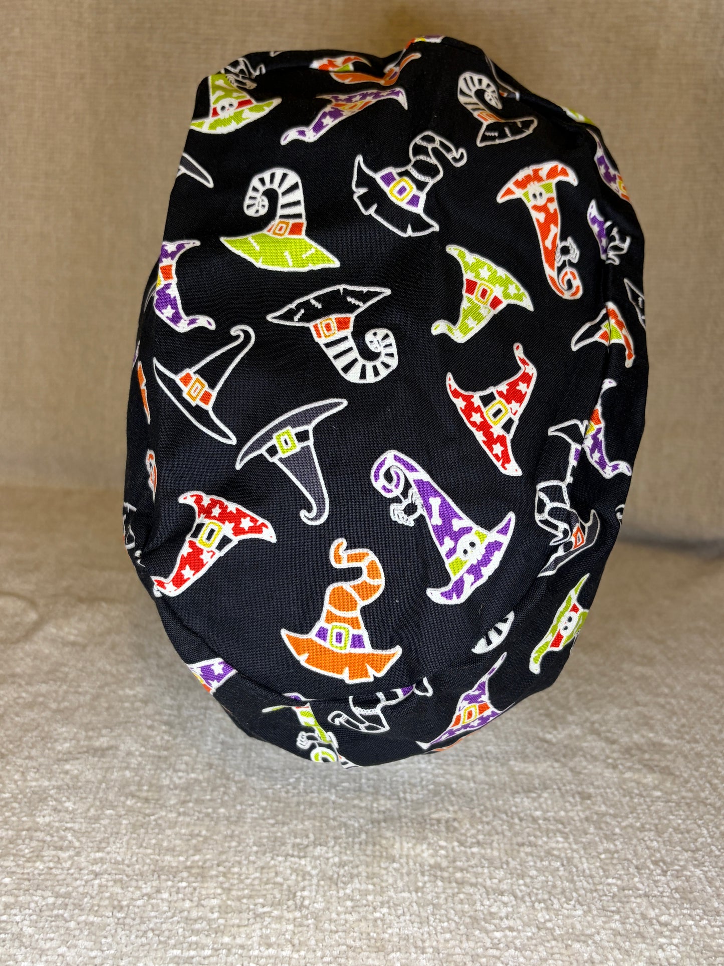 Witch Way Euro Scrub Cap | Colorful Witch Hat Halloween Print