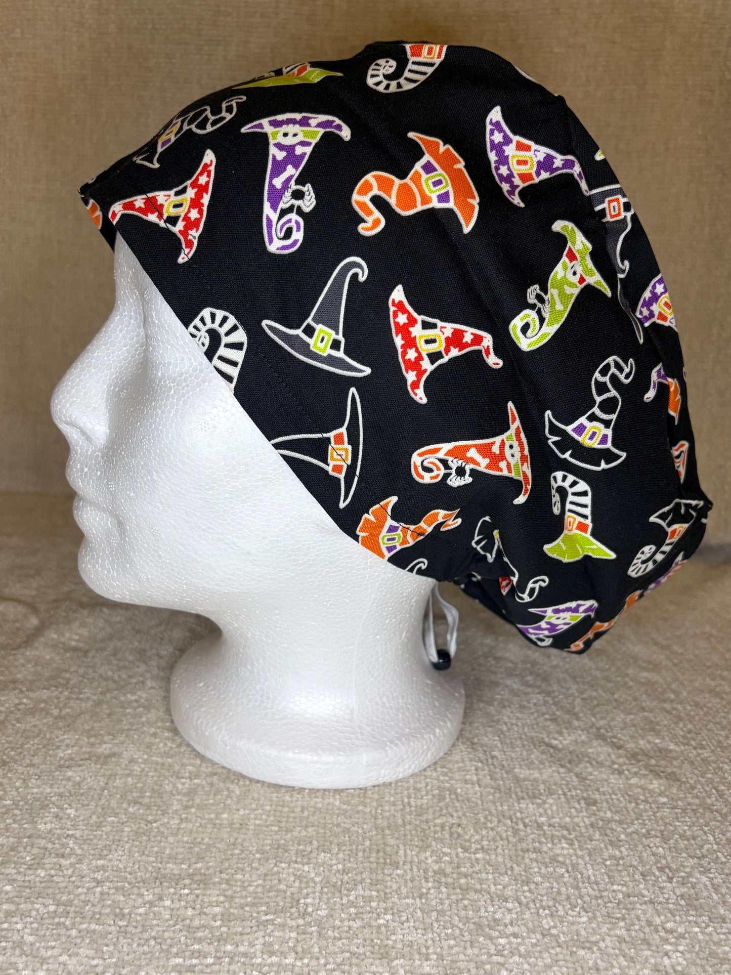 Witch Way Euro Scrub Cap | Colorful Witch Hat Halloween Print