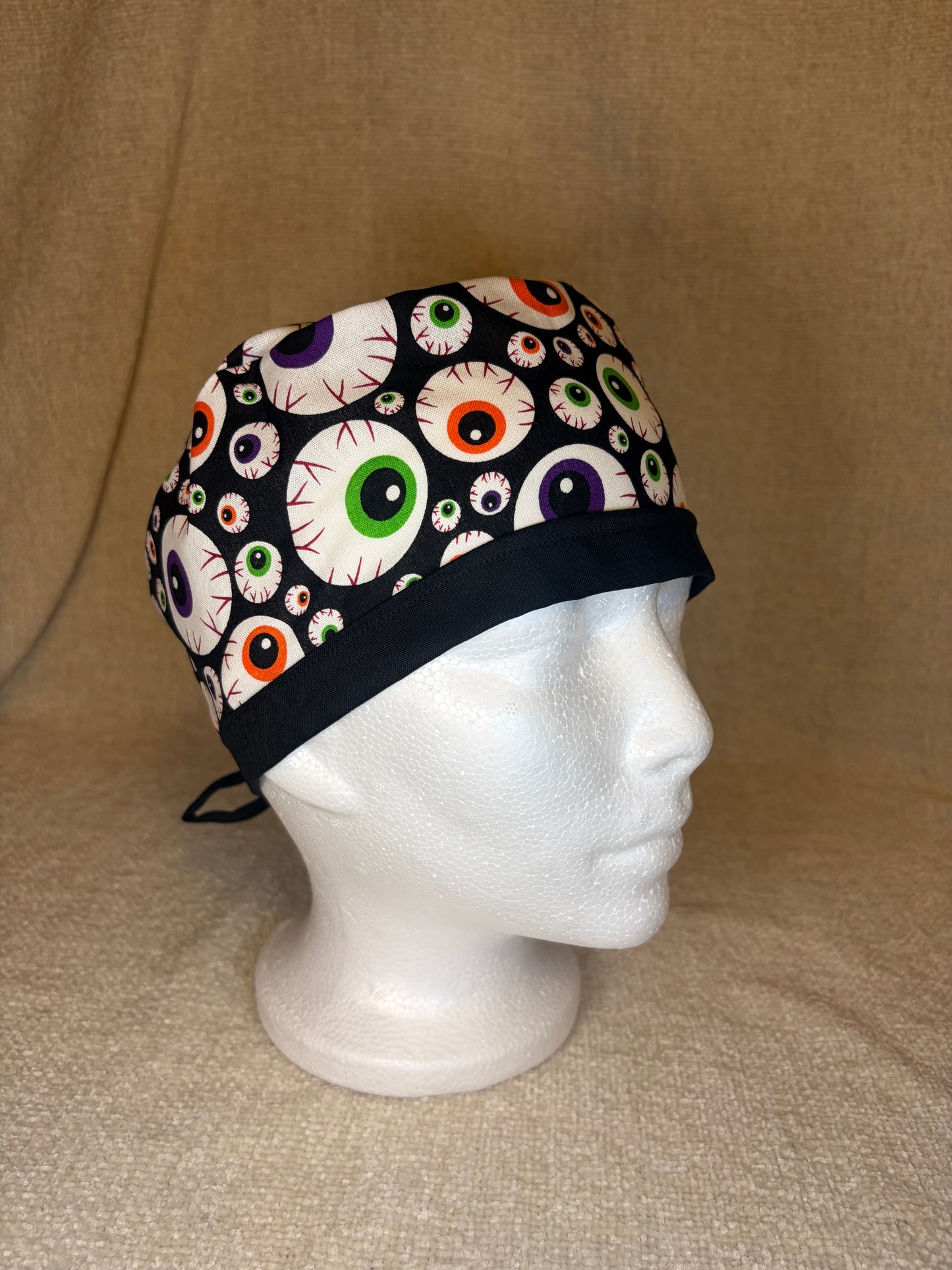Spooky Eyes Scrub Cap – Tie-Back Style | Capsential