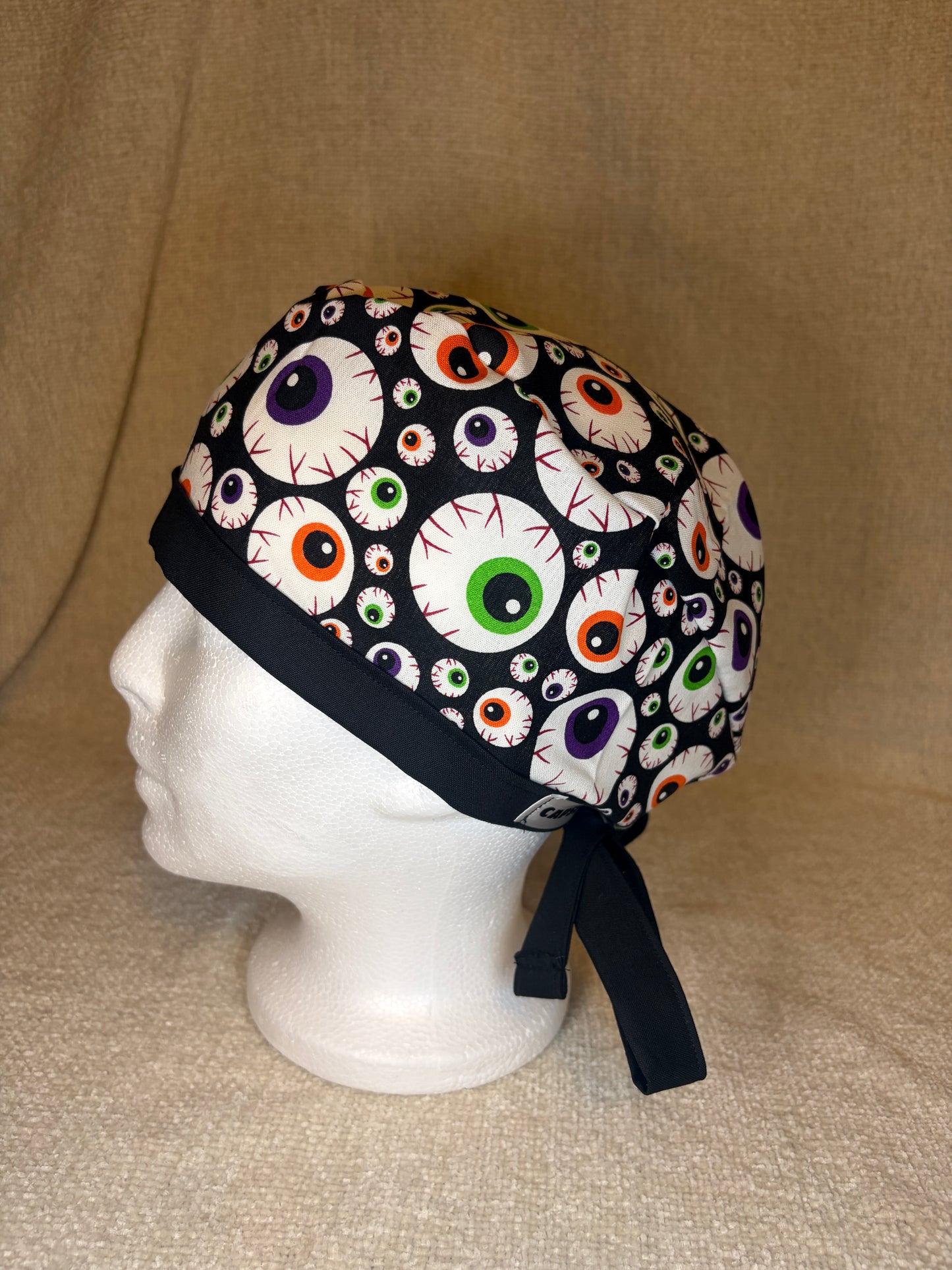 Spooky Eyes Scrub Cap – Tie-Back Style | Capsential