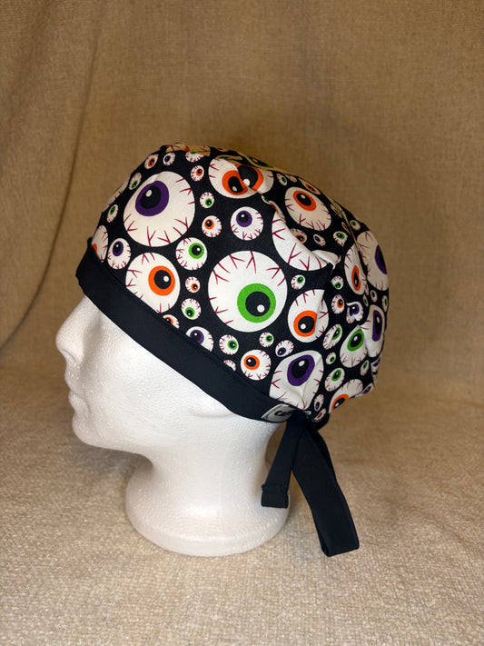 Spooky Eyes Scrub Cap – Tie-Back Style | Capsential