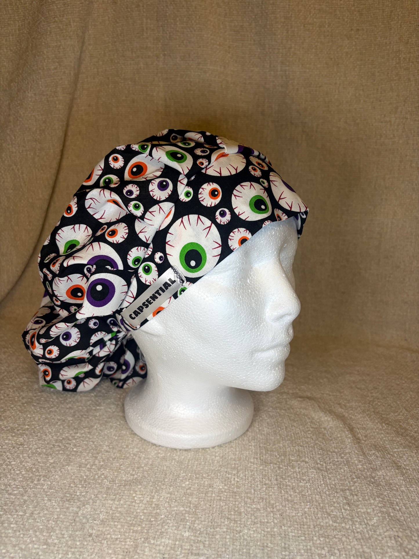 Spooky Eyes Scrub Cap – Bouffant Style | Capsential
