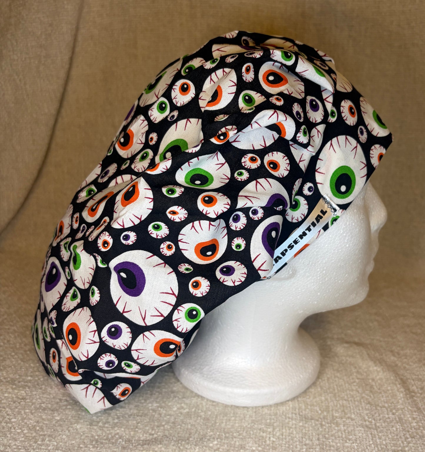 Spooky Eyes Scrub Cap – Bouffant Style | Capsential