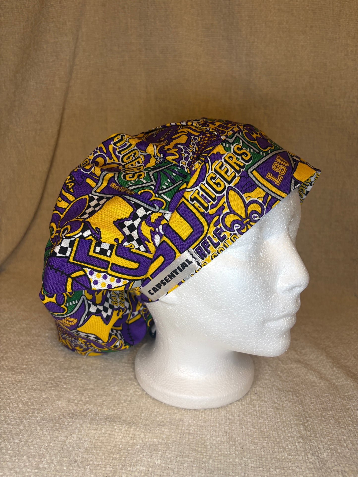 Purple & Gold Pride Scrub Cap – Bouffant Style | Capsential