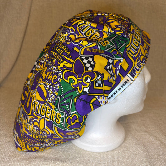 Purple & Gold Pride Scrub Cap – Bouffant Style | Capsential