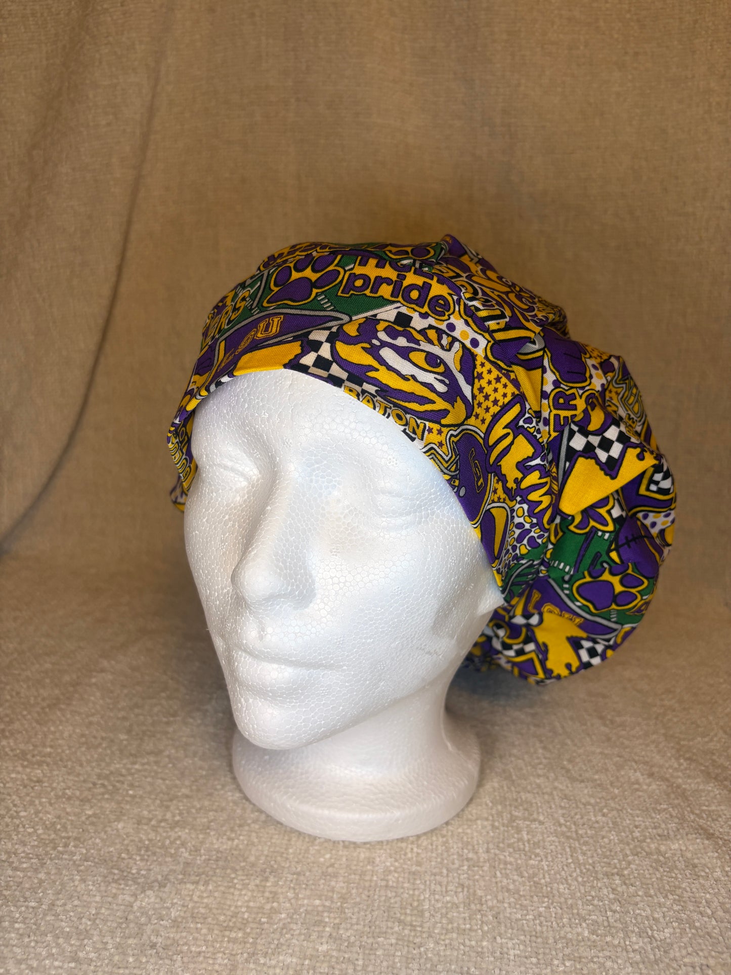 Purple & Gold Pride Scrub Cap – Bouffant Style | Capsential