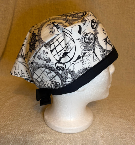 Gothic Storybook Skeleton Scrub Cap – Tie-Back Style | Capsential