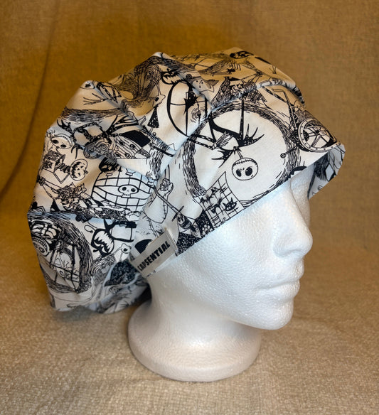 Gothic Storybook Skeleton Scrub Cap – Bouffant Style | Capsential