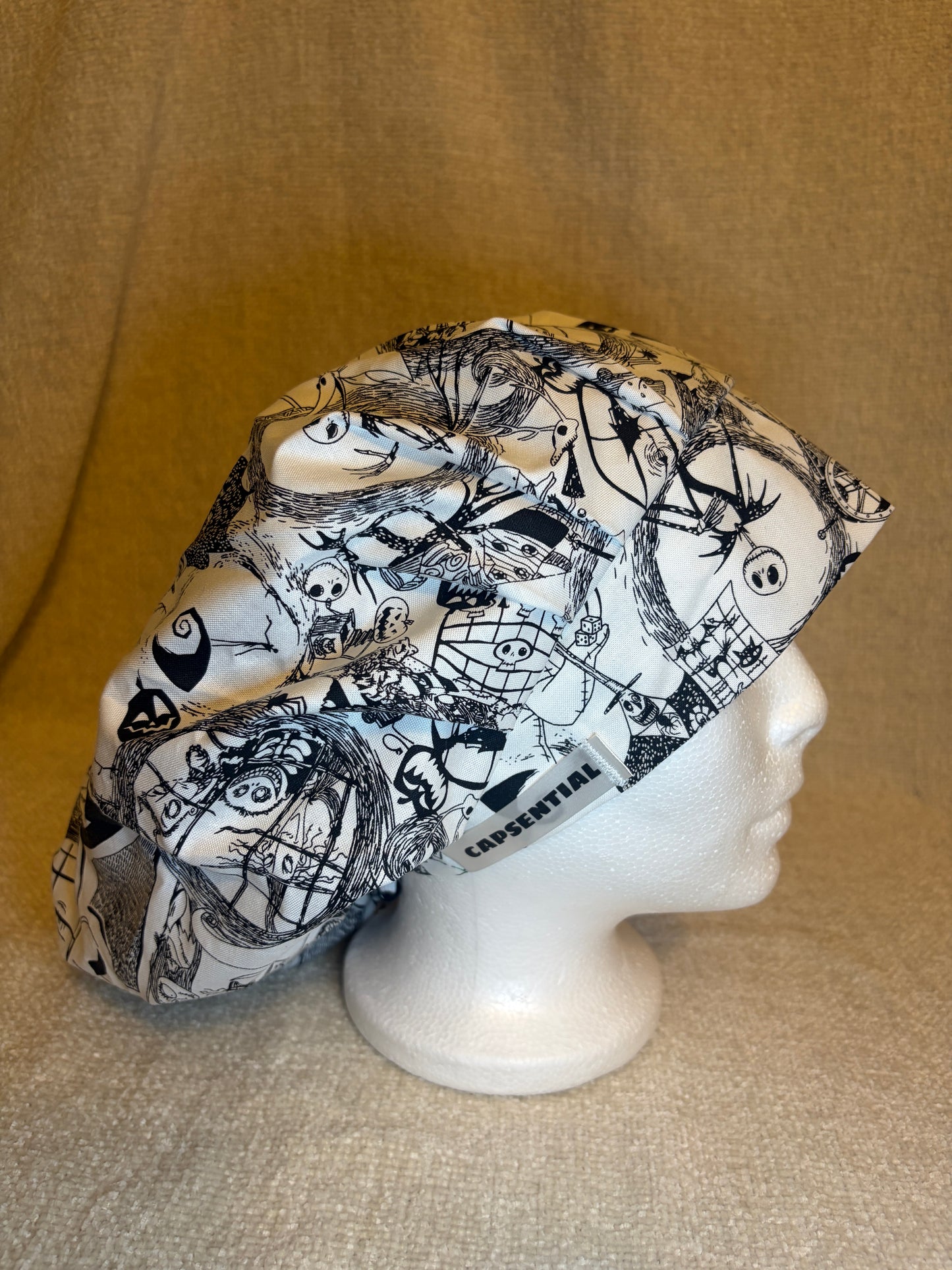 Gothic Storybook Skeleton Scrub Cap – Bouffant Style | Capsential
