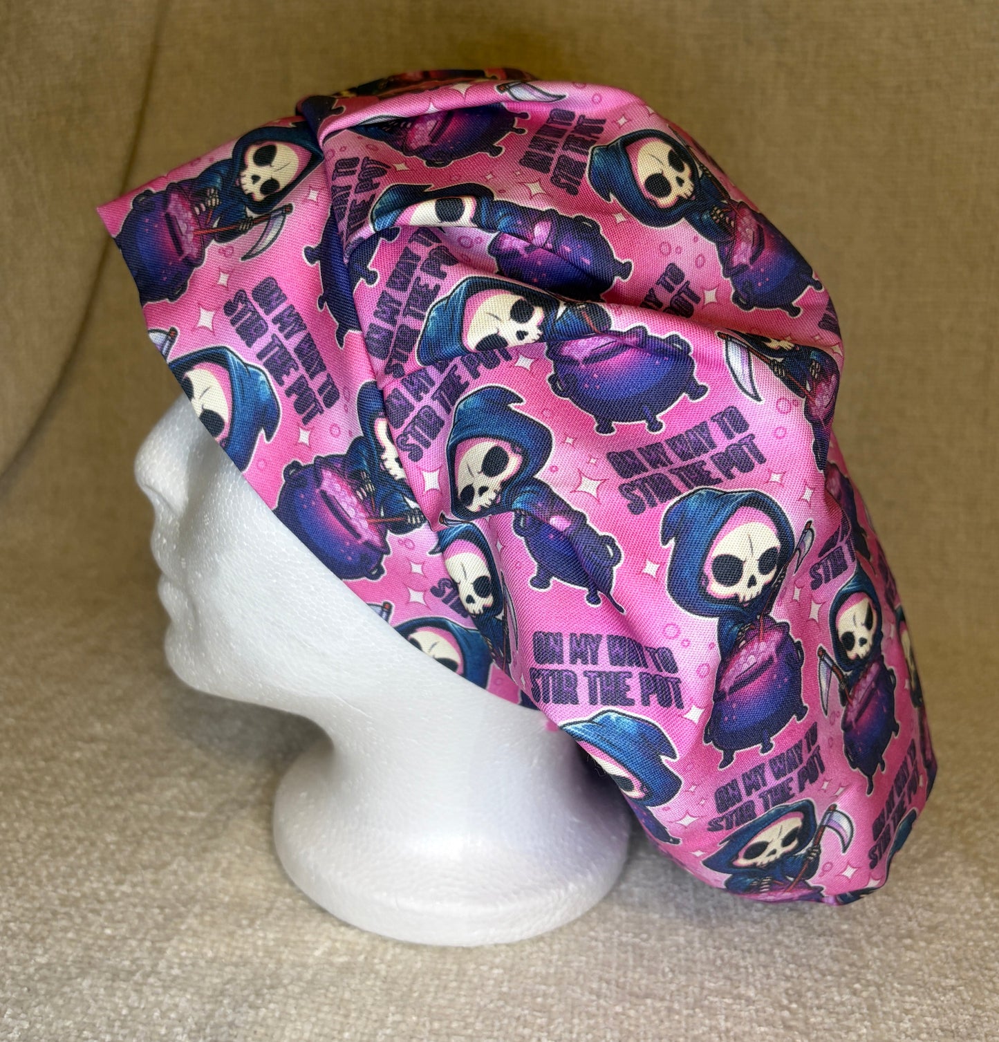 Stir the Pot Grim Reaper Scrub Cap – Bouffant Style | Capsential Select