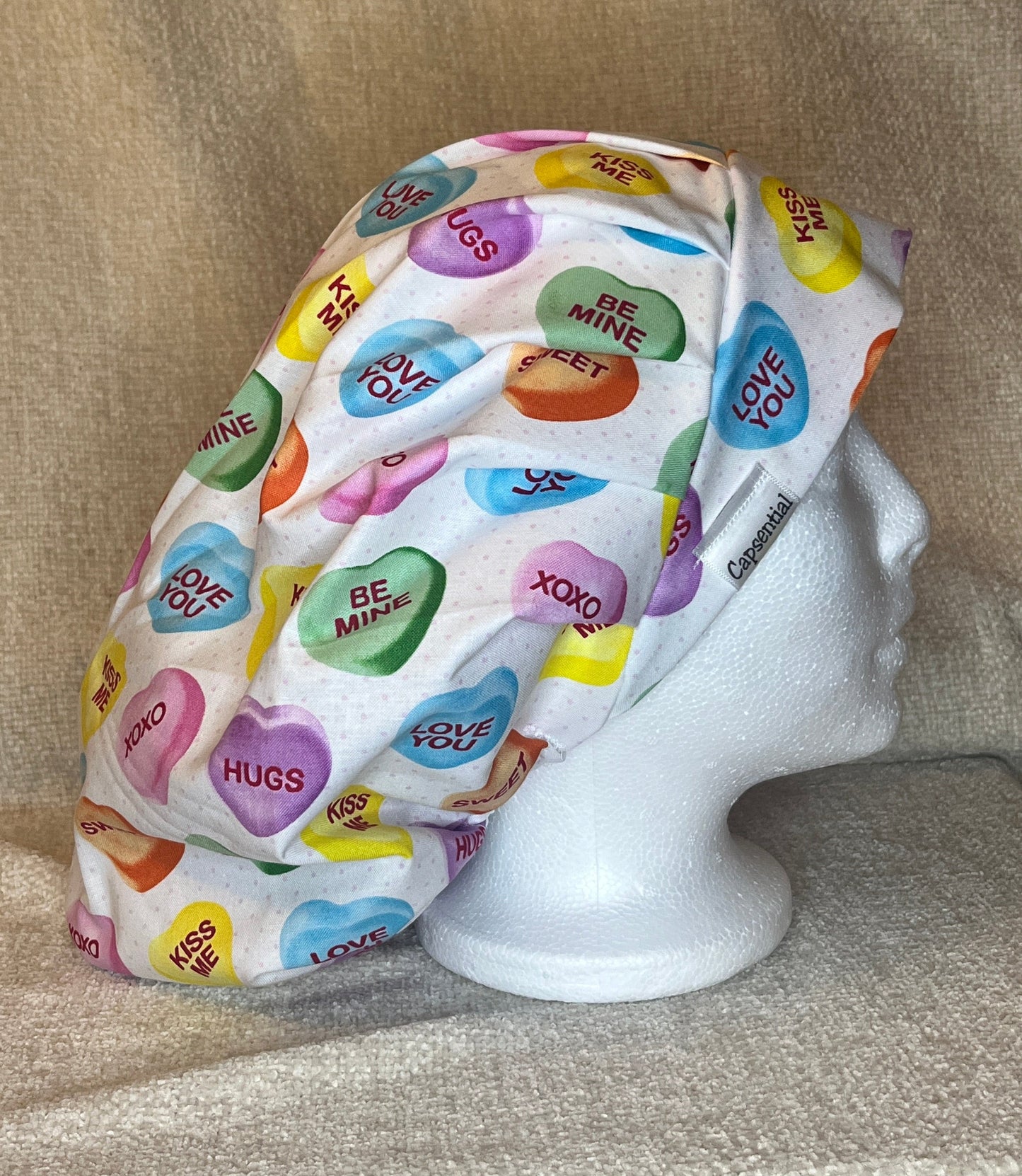 Bouffant/Ponytail: Conversation Hearts