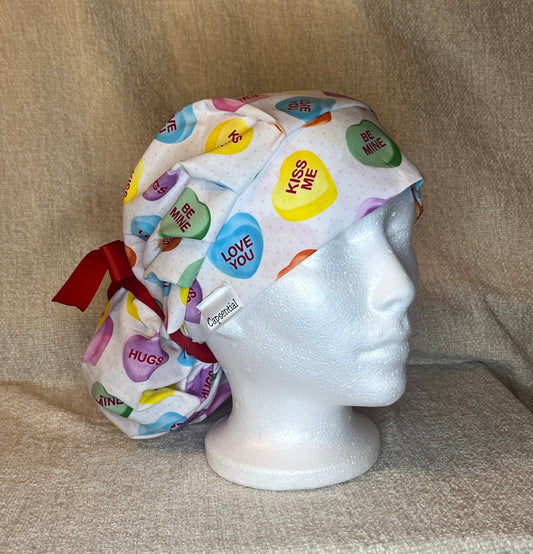 Bouffant/Ponytail: Conversation Hearts