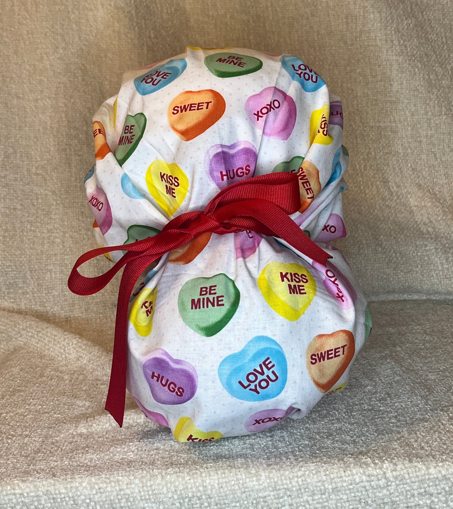 Bouffant/Ponytail: Conversation Hearts
