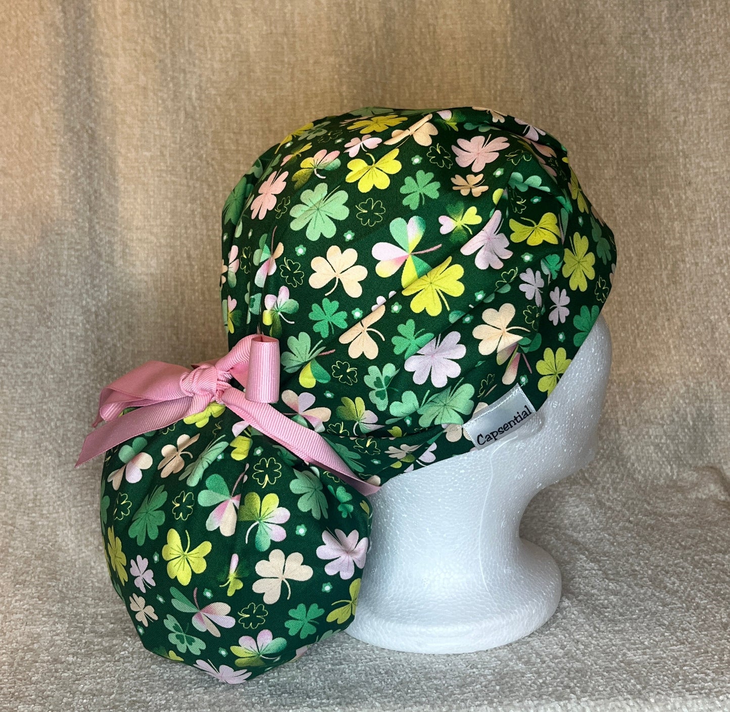 Bouffant/Ponytail: Pink Shamrock