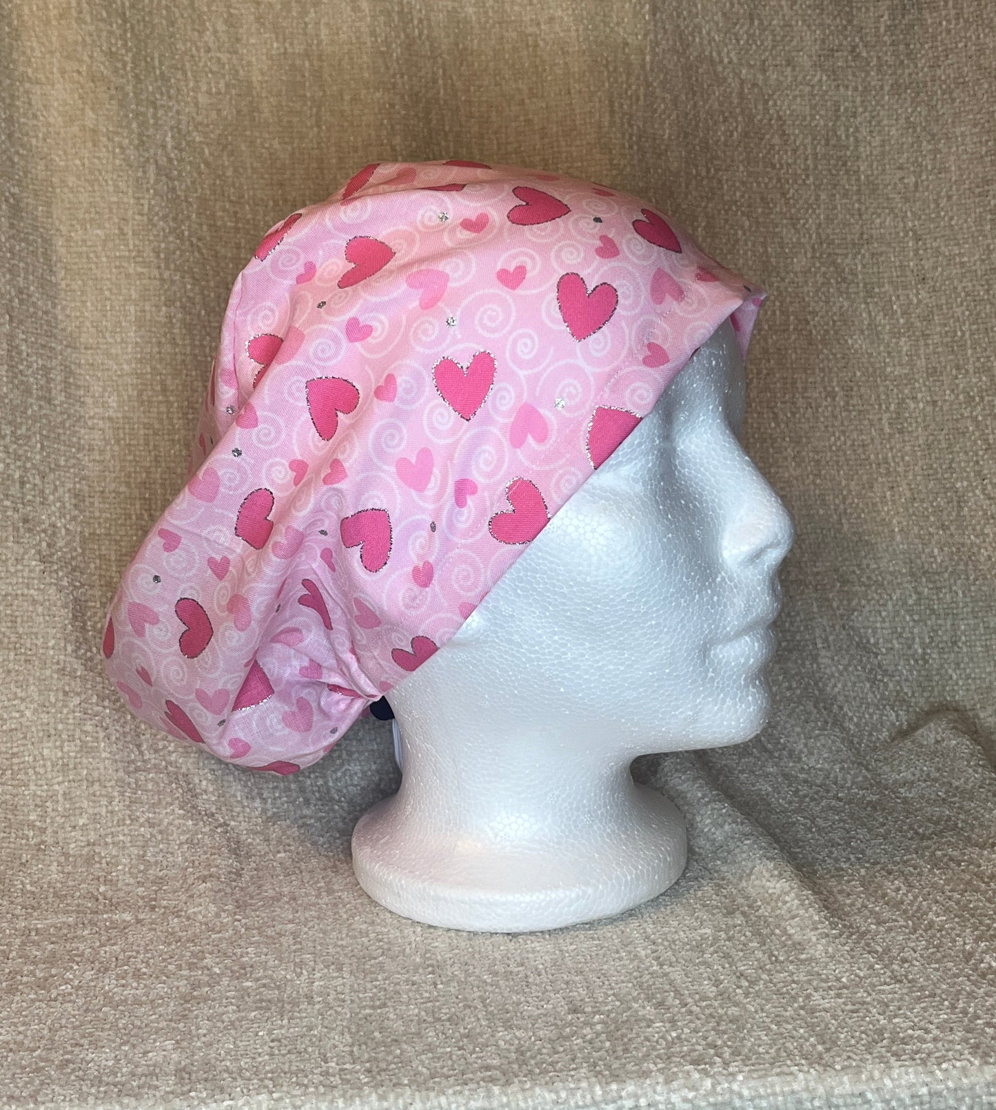 Pink Hearts (Sparkle) Euro Scrub Cap