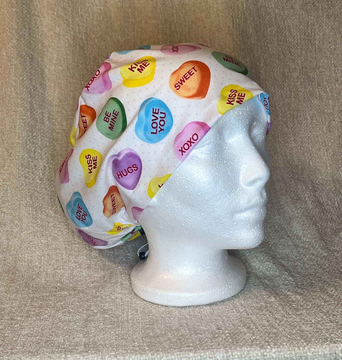 Conversation Hearts Euro Scrub Cap