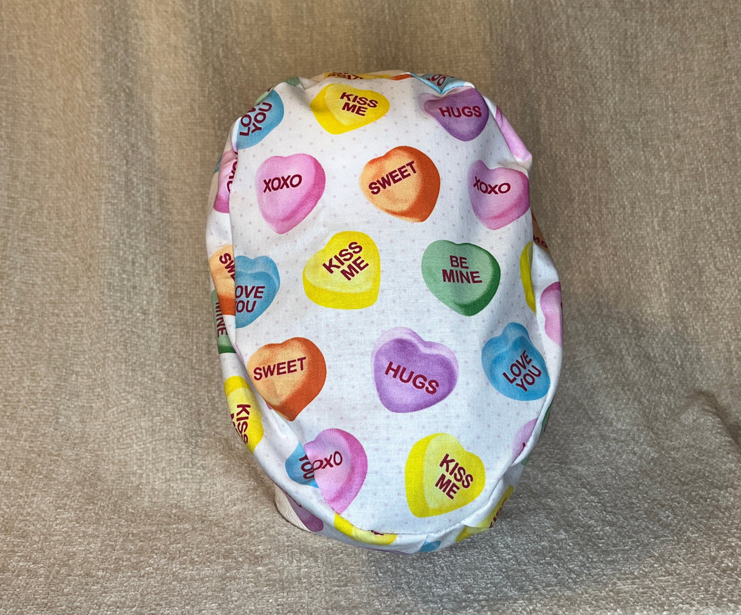 Conversation Hearts Euro Scrub Cap
