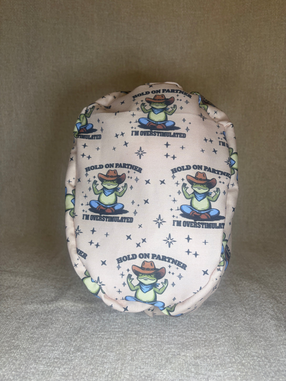 Overstimulated Cowboy Frog Scrub Cap | Funny Western Meme Print | Euro Scrub Hat