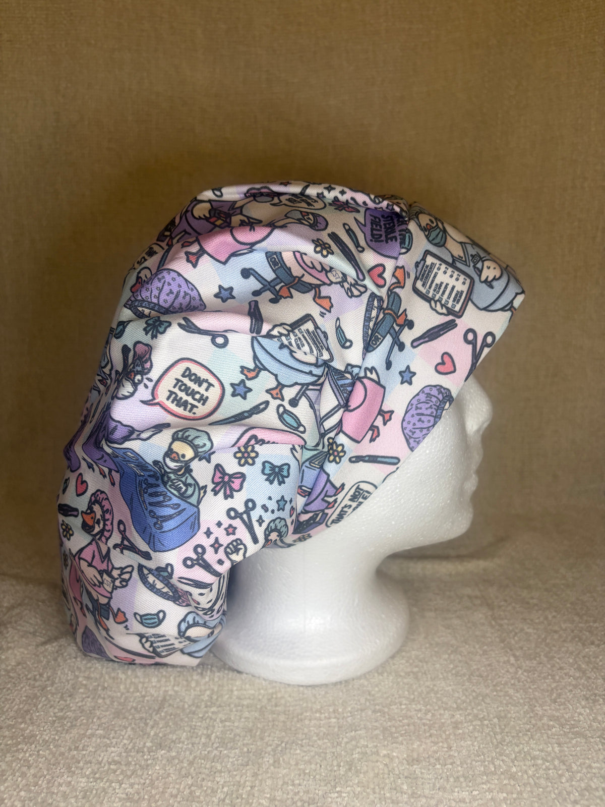 CST Funny Duck Scrub Cap | "Don't Touch the Sterile Field" Surgical Comic Print | Bouffant Scrub Hat