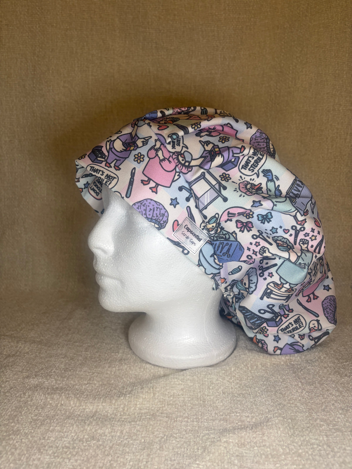 CST Funny Duck Scrub Cap | "Don't Touch the Sterile Field" Surgical Comic Print | Bouffant Scrub Hat