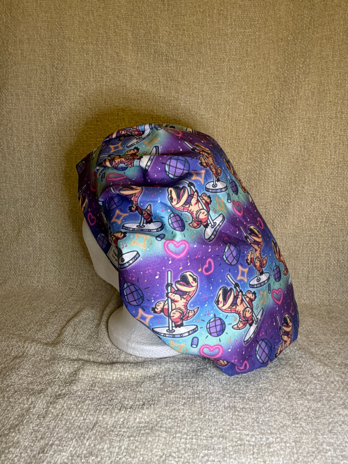Disco Dinosaur Scrub Cap | Retro Dance Floor Print | Bouffant Scrub Hat
