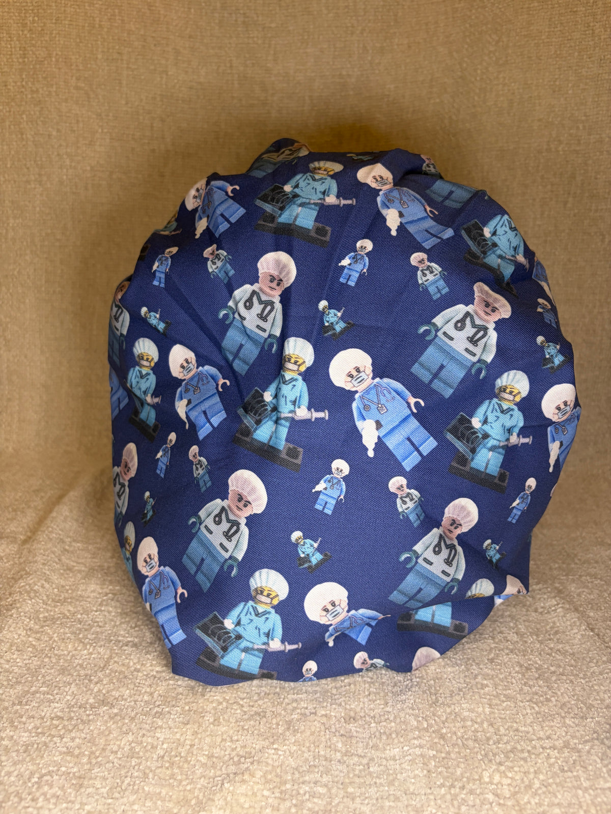 Lego Surgeon Scrub Cap | Navy Building Block Minifigure Print | Bouffant Scrub Hat