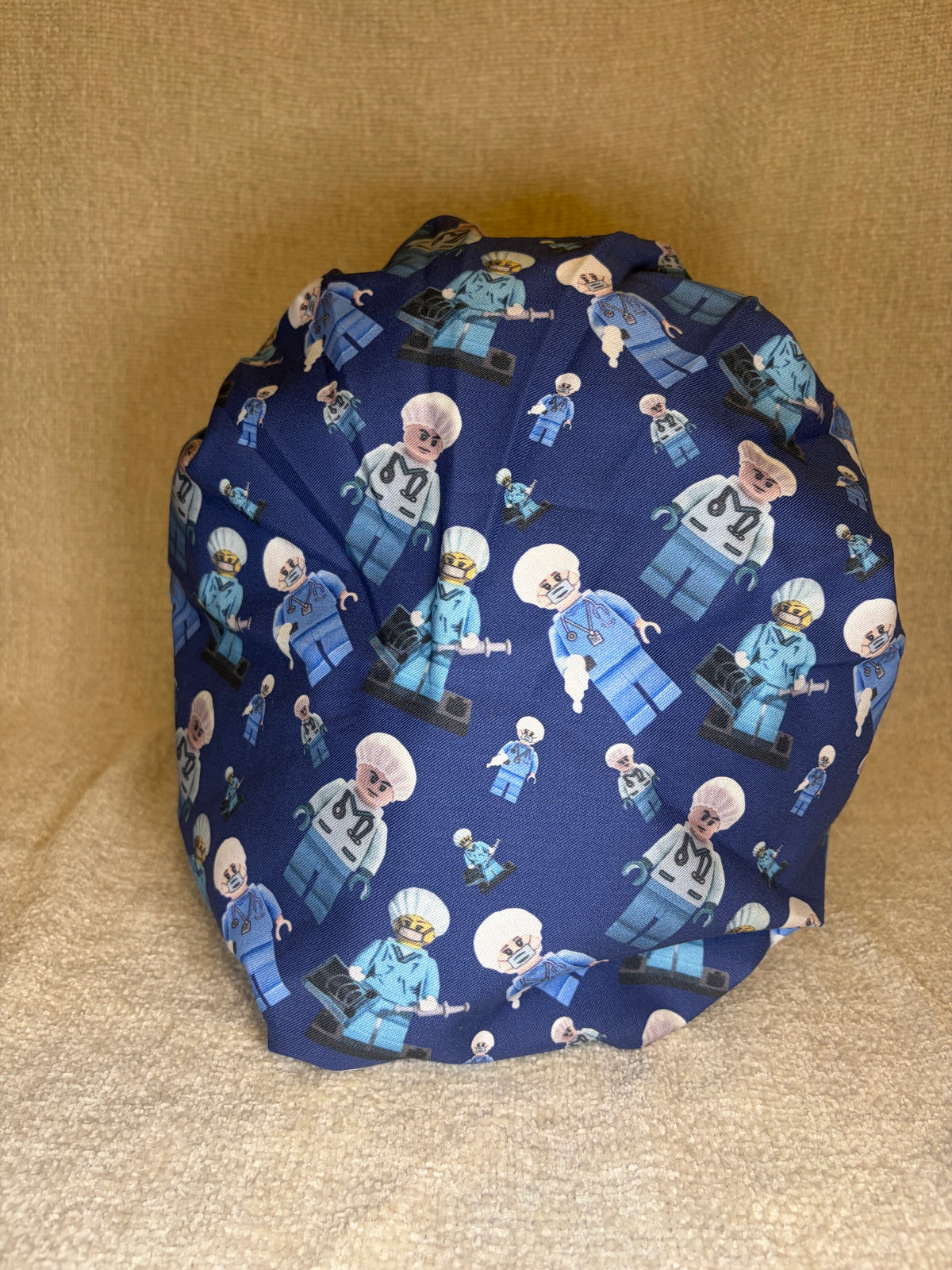 Lego Surgeon Scrub Cap | Navy Building Block Minifigure Print | Bouffant Scrub Hat
