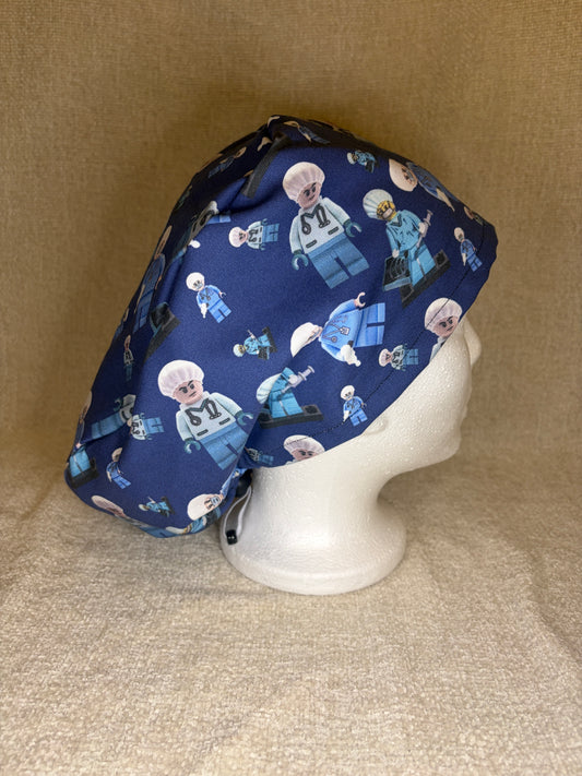 Lego Surgeon Scrub Cap | Navy Building Block Minifigure Print | Euro Scrub Hat