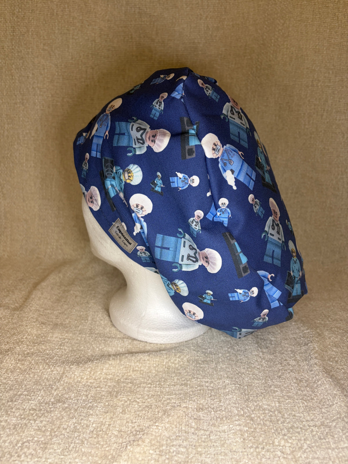 Lego Surgeon Scrub Cap | Navy Building Block Minifigure Print | Euro Scrub Hat