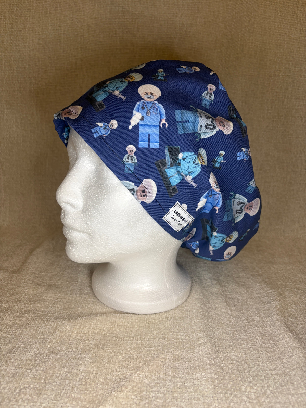 Lego Surgeon Scrub Cap | Navy Building Block Minifigure Print | Euro Scrub Hat