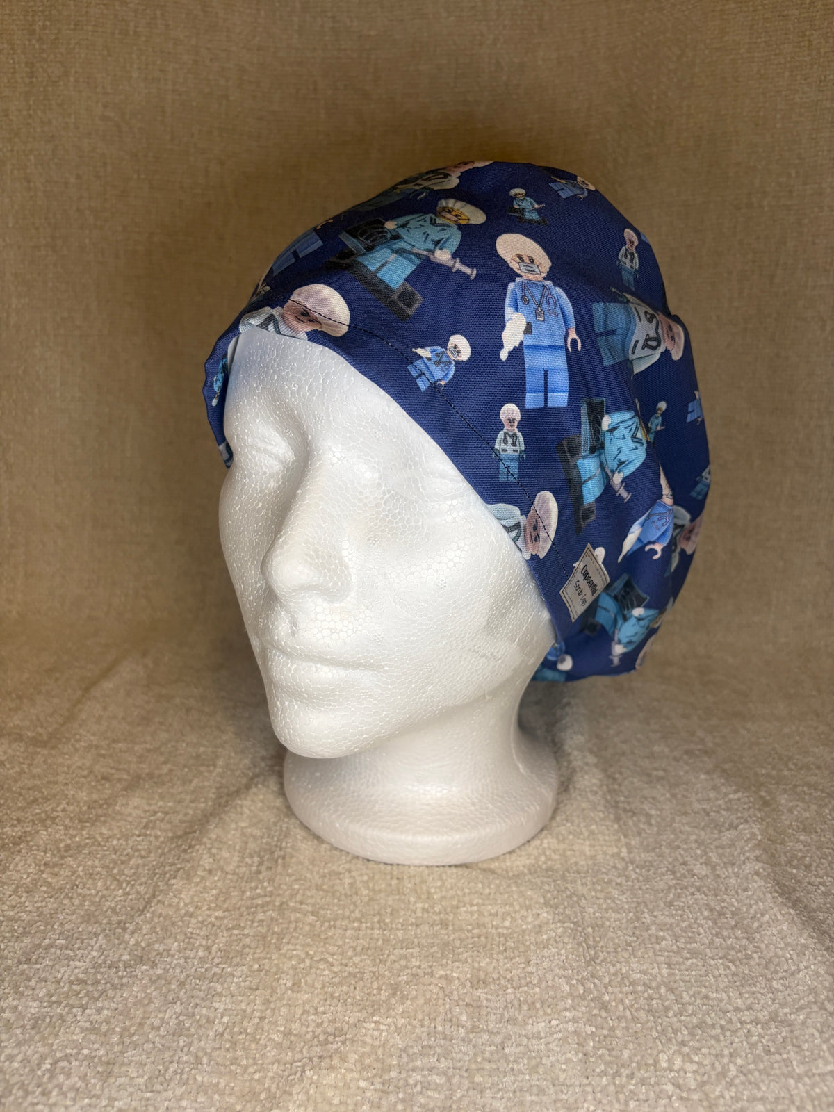 Lego Surgeon Scrub Cap | Navy Building Block Minifigure Print | Euro Scrub Hat