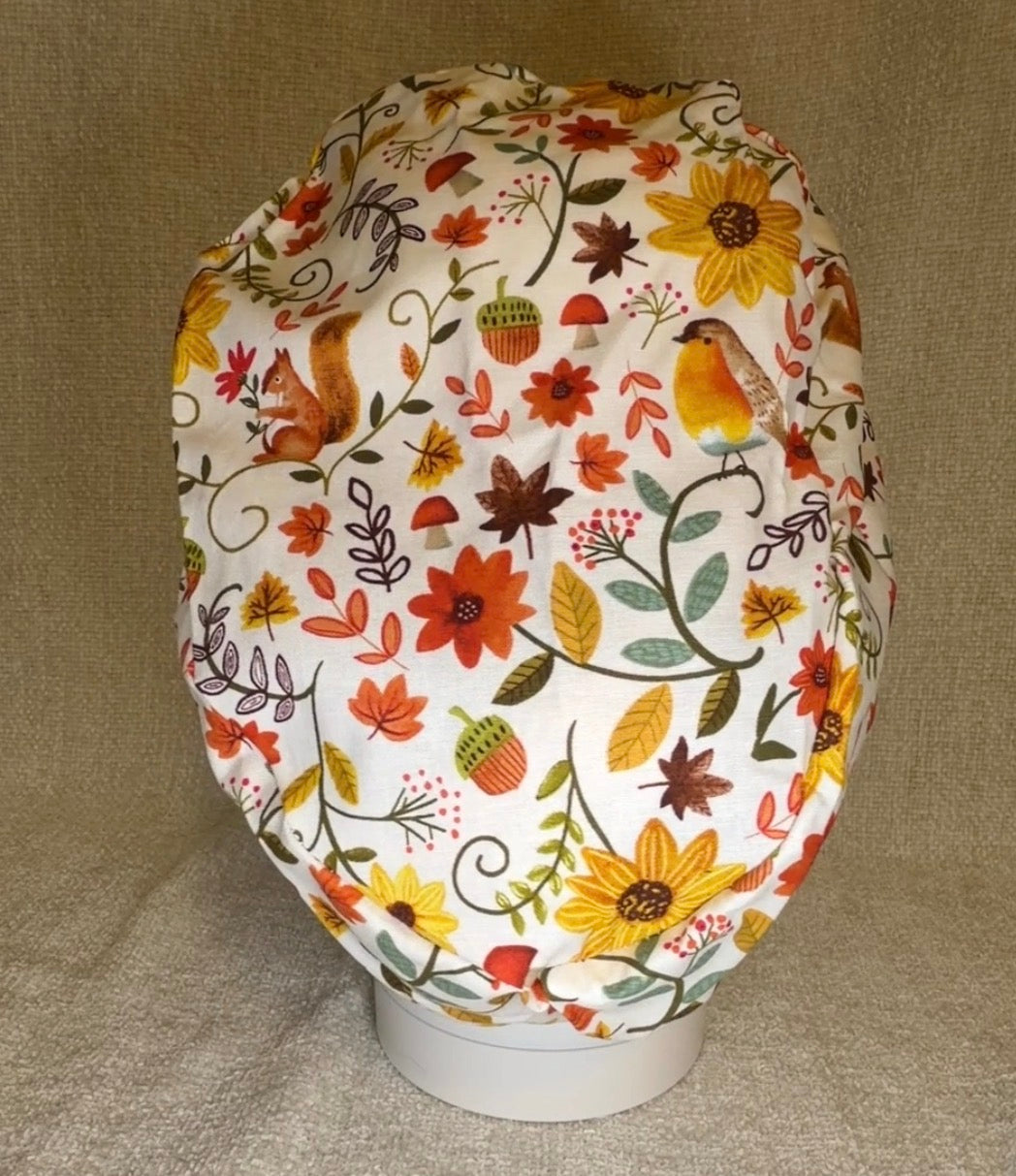 Woodland Autumn Print Scrub Cap | Euro Style | Capsential Scrub Caps