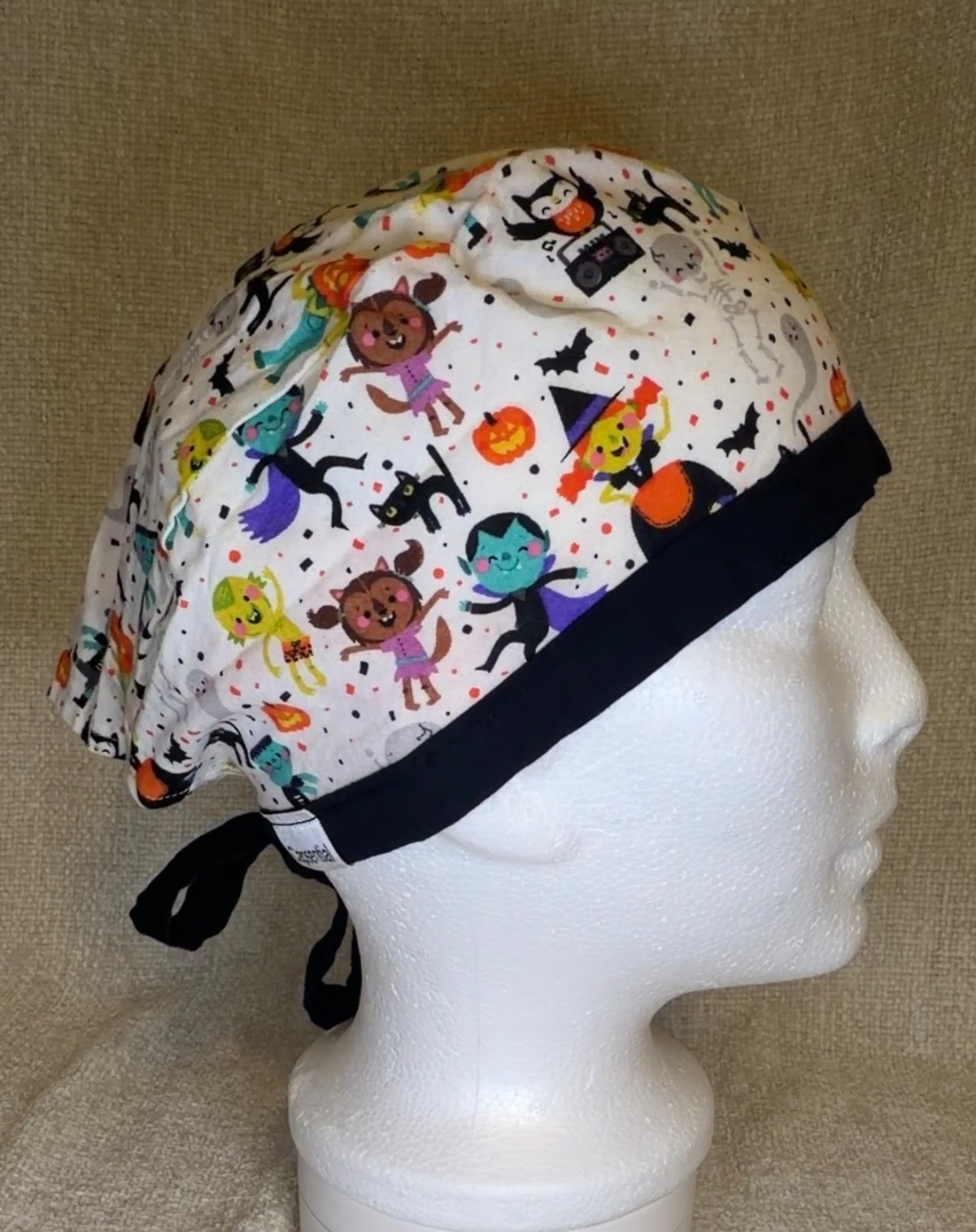 Halloween Costume Party Print Scrub Cap | Tie-Back Style | Capsential