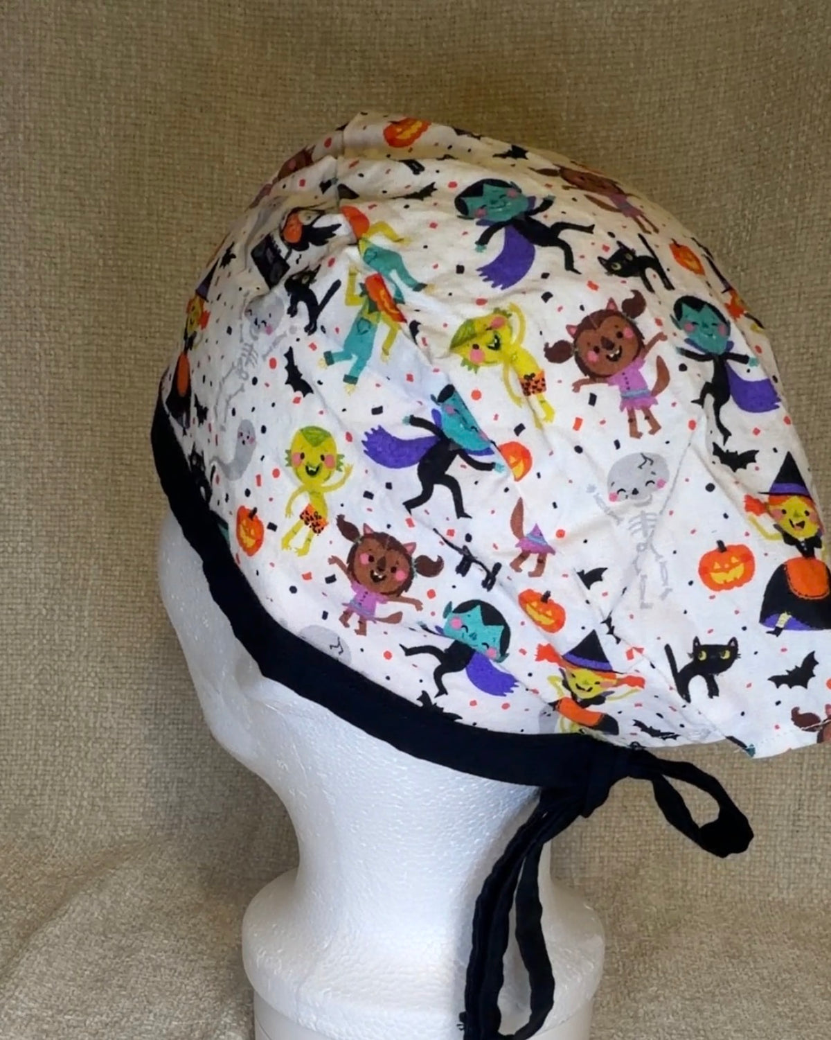 Halloween Costume Party Print Scrub Cap | Tie-Back Style | Capsential